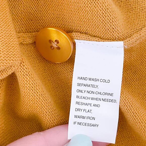 Jeanne Pierre Button Accent Cowl Neck Pullover Sweater Maple Gold sz Small NWT - Picture 10 of 11